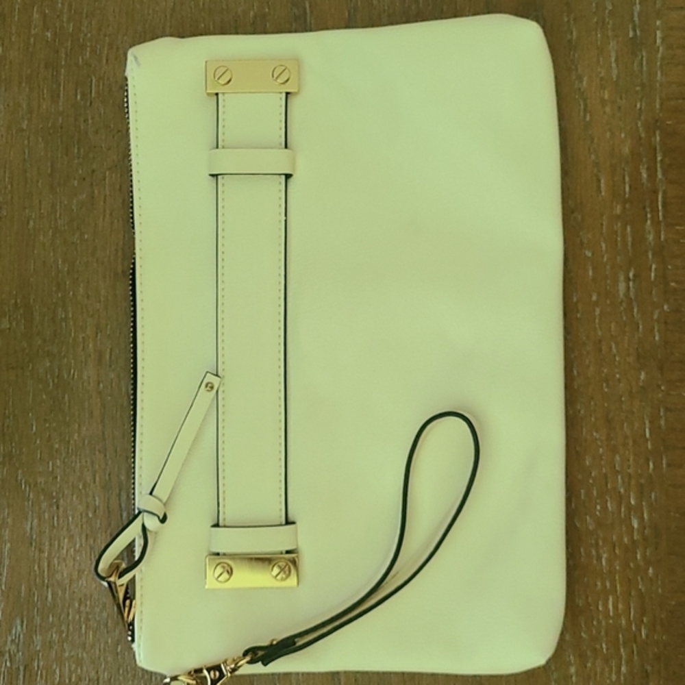 Aldo Off White Faux Leather Clutch
